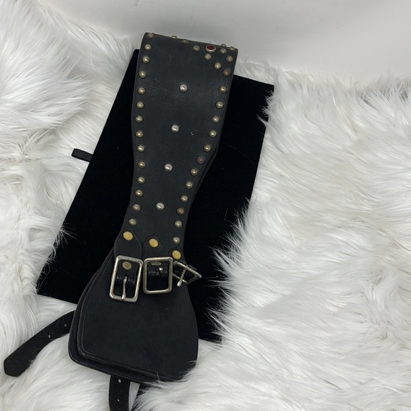 Vintage Ralph Lauren Kidney Leather Studded Corset Belt Women’s Small Black - Picture 9 of 15
